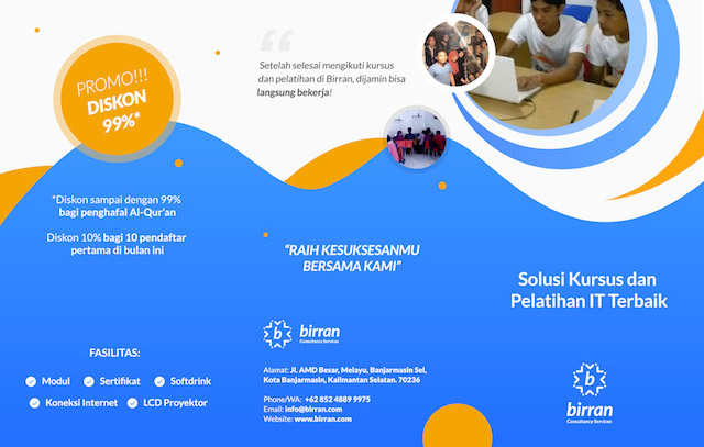 Kursus dan Pelatihan IT Banjarmasin Kalimantan Selatan Kursus dan Pelatihan IT Banjarmasin Kalimantan Selatan